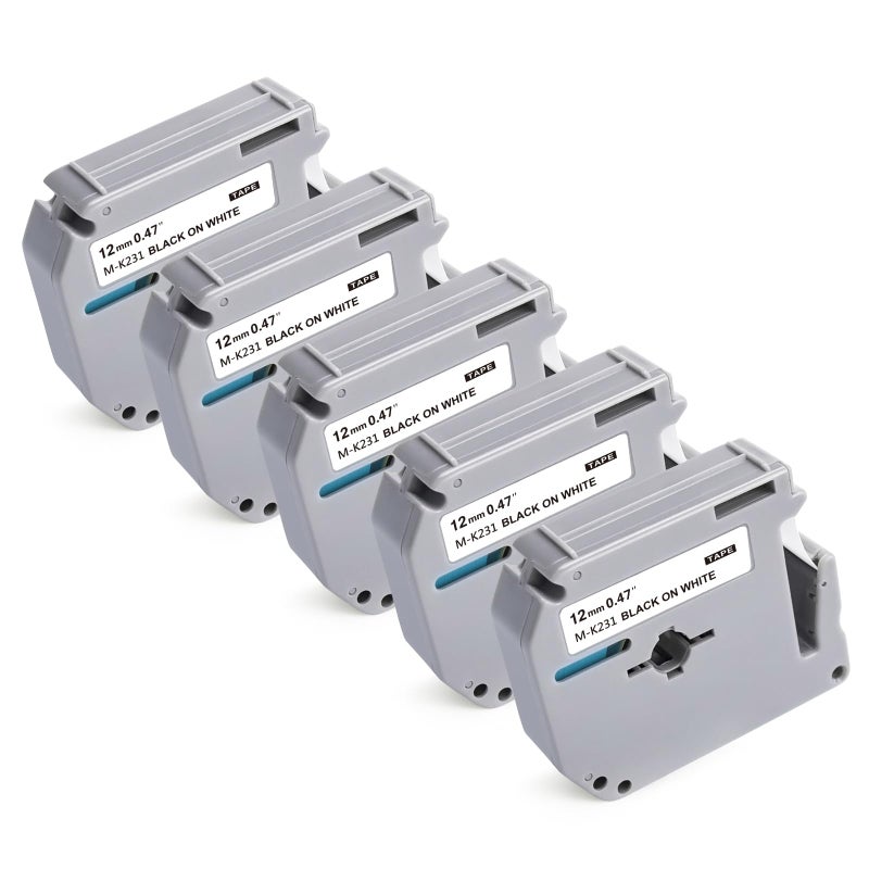 BEYONDTEK M-231 Work for Brother M-k231 Label Tape White Replace with Brother M-k231s Tape 12mm 0.47 White Non-Laminated 0.47" x 26.2' (12mm x 8M) P Touch Label Maker for PT-M95 PT-65 PT-70BM PTM95 PT-90 PT-85 - Image 1